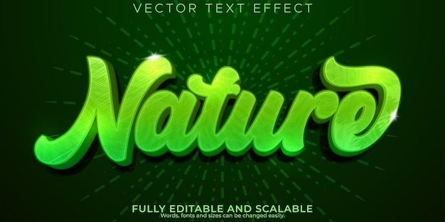 Vetor grátis emblema orgânico editável de efeito de texto verde natureza e estilo de texto de fazenda