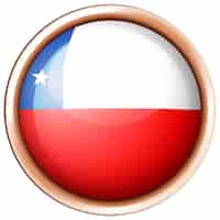 Vetor grátis emblema redondo com bandeira do chile