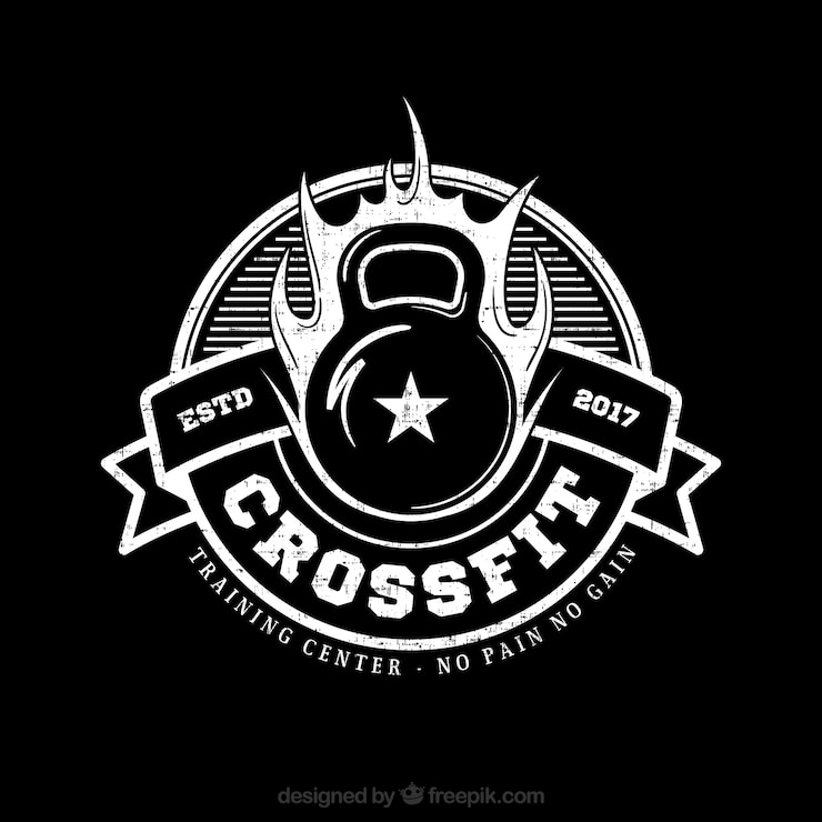 Vetor grátis emblema retro do crossfit