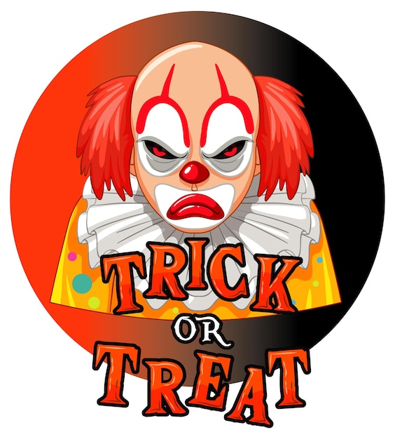 Vetor grátis emblema trick or treat com dois palhaços assustadores