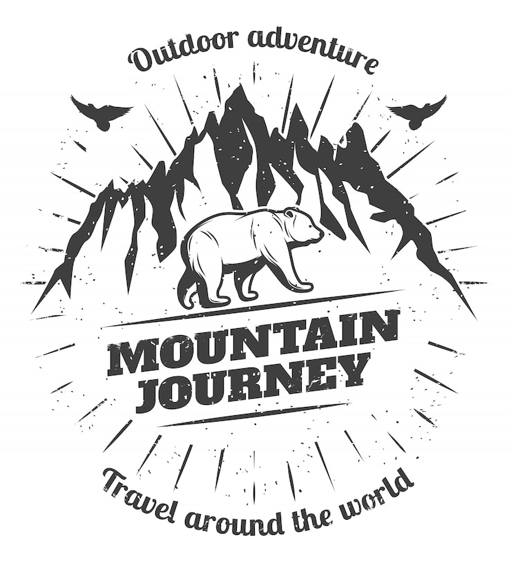 Vetor grátis emblema vintage mountain travel