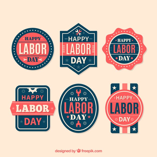 emblemas americanos bonitos ajustados dia de trabalho no estilo retro