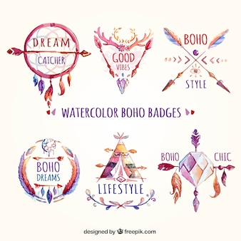 Emblemas boho watercolor