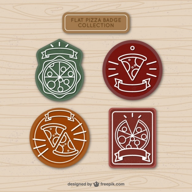 Vetor grátis emblemas coleção de desenhado mão da pizza