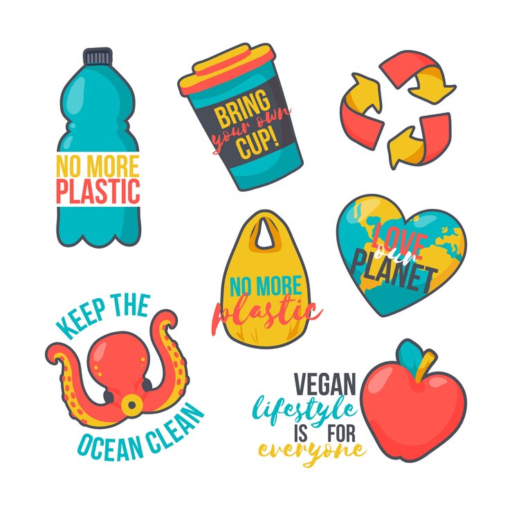 Vetor grátis emblemas coloridos de ecologia