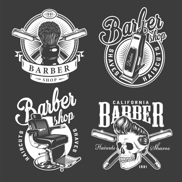 Emblemas de barbearia vintage