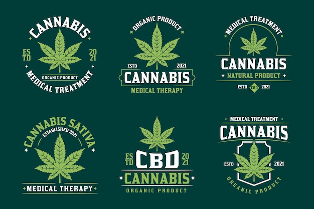 Vetor grátis emblemas de cannabis medicinal