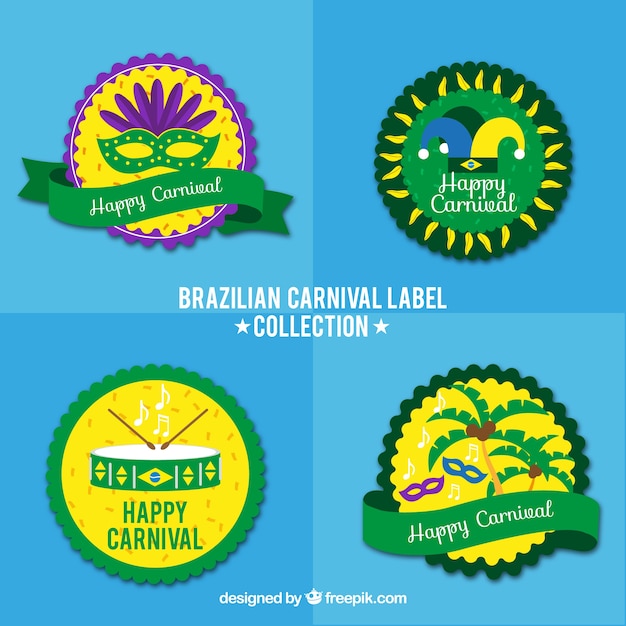 Vetor grátis emblemas de carnaval brasileiros