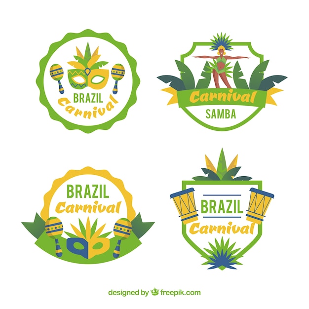 Vetor grátis emblemas de carnaval brasileiros