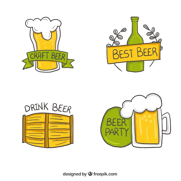 Emblemas de cerveja no estilo plano