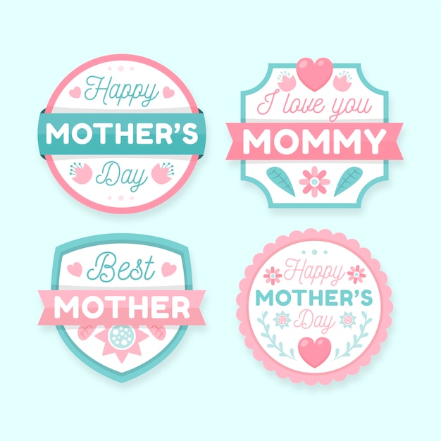 Emblemas de dia das mães de design plano