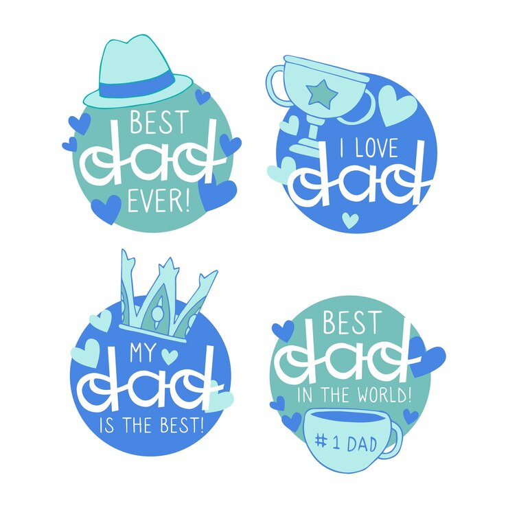 Vetor grátis emblemas de dia dos pais de mão desenhada