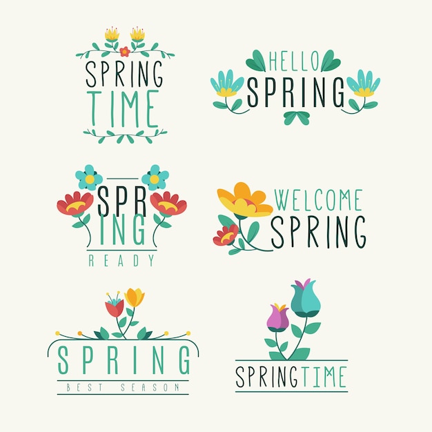 Emblemas de giro primavera com flores