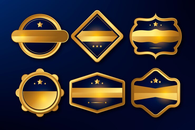 Vetor grátis emblemas de luxo dourado gradiente