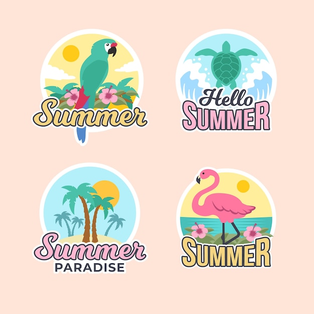 Emblemas de verão design plano