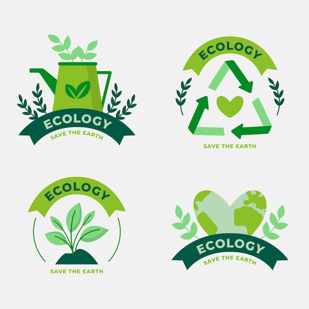 Emblemas ecológicos de design plano