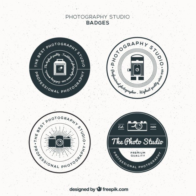 Vetor grátis emblemas estúdio fotografia circular vintage