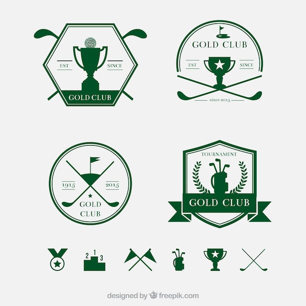 Vetor grátis emblemas golfe retro