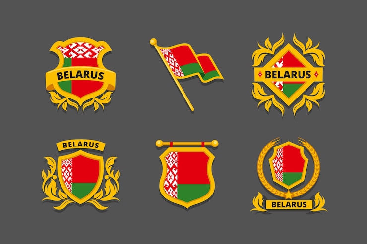 Vetor grátis emblemas nacionais da bielorrússia desenhados à mão