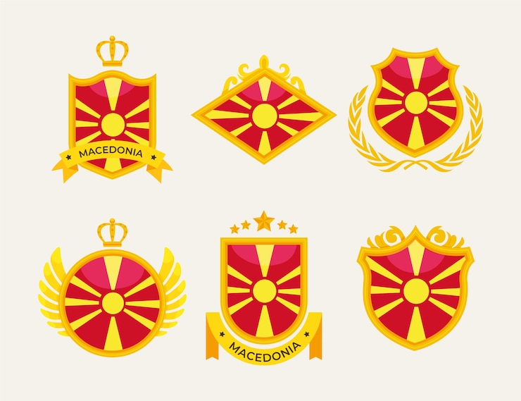 Vetor grátis emblemas nacionais da macedônia desenhados à mão