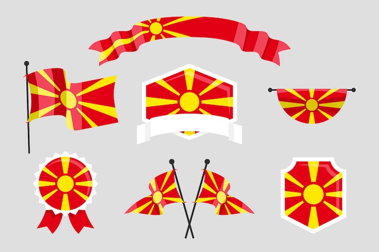 Vetor grátis emblemas nacionais da macedônia desenhados à mão