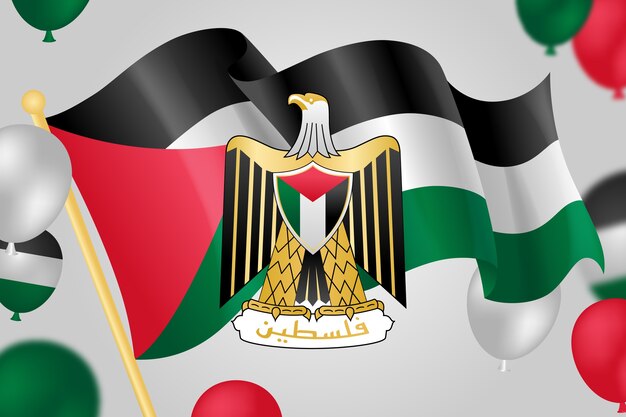 Emblemas nacionais da Palestina de design plano desenhado à mão