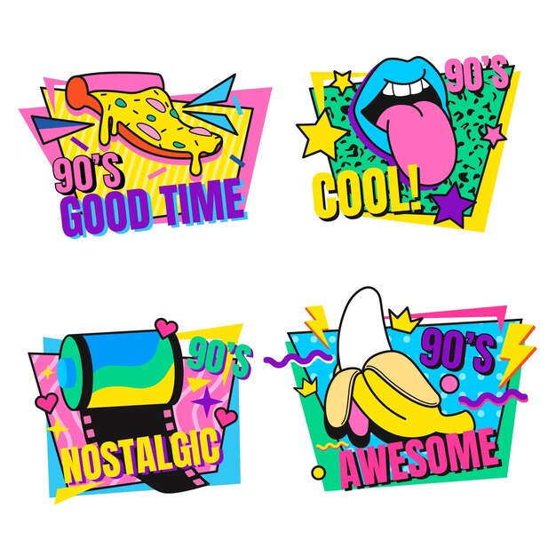 Emblemas nostálgicos dos anos 90
