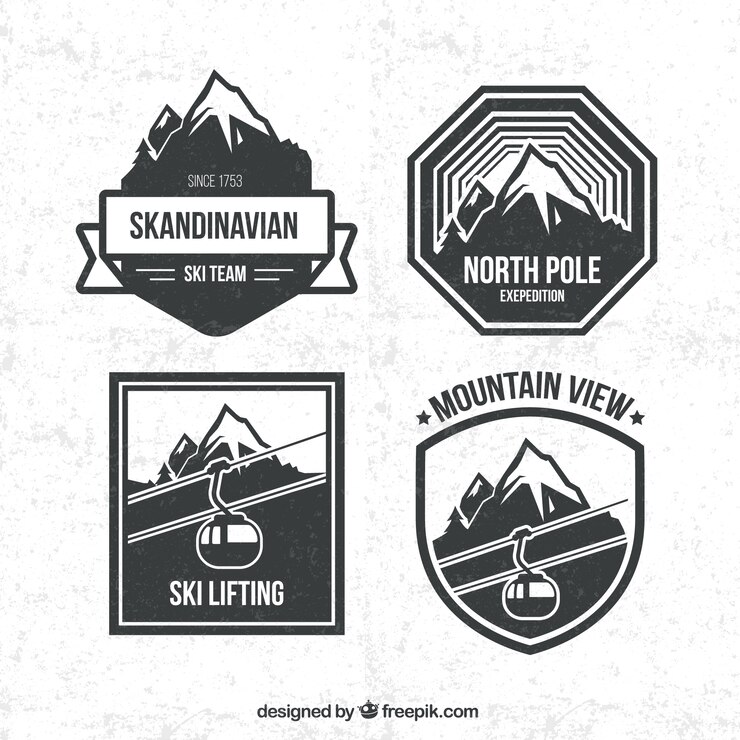 Vetor grátis emblemas snowboarding embalar