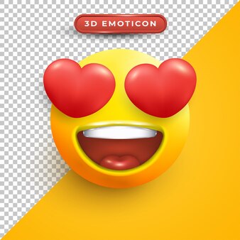Emoji 3d com rosto apaixonado e feliz