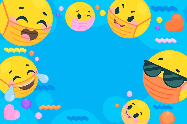 Vetor grátis emoji plano com fundo de máscara facial