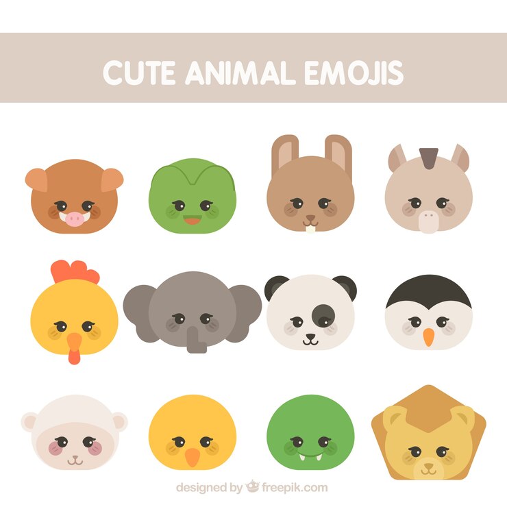 Vetor grátis emoticons animais bonitos no estilo geométrico