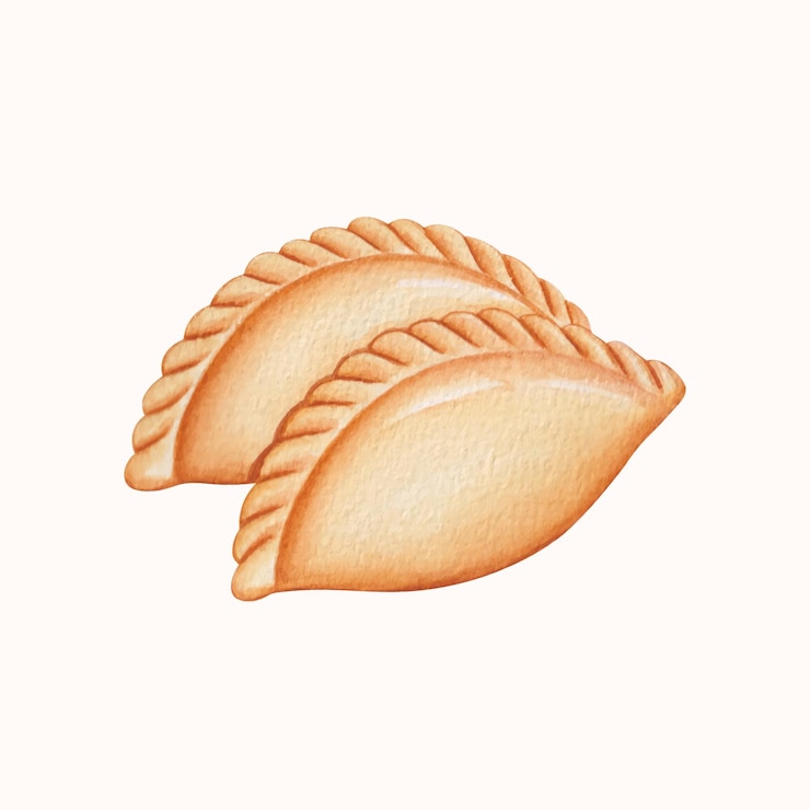 Vetor grátis empanadas de comida latino-americana desenhadas à mão em aquarela