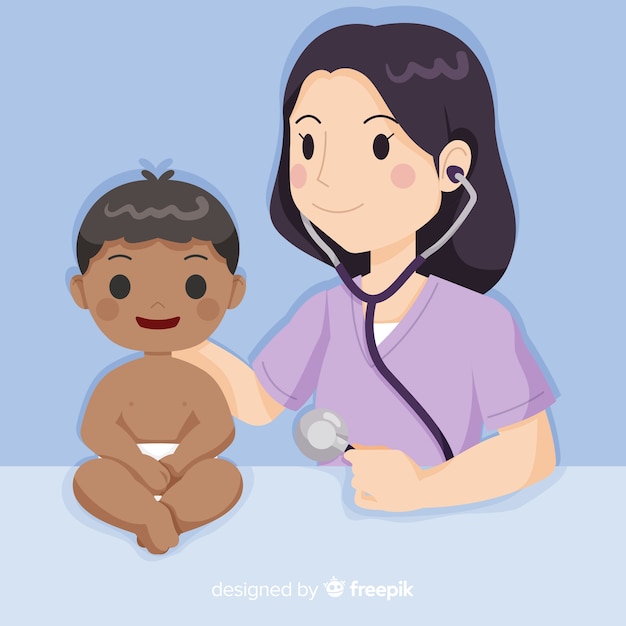 Enfermeira de mão desenhada ajudando o fundo do paciente