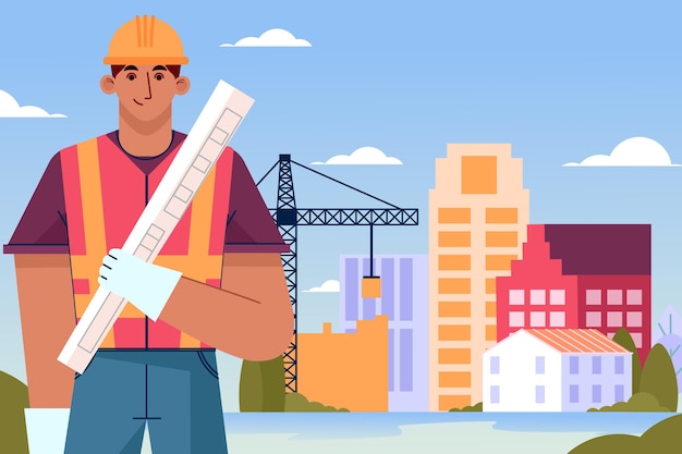 Engenheiros de planos orgânicos trabalhando na construção