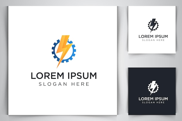 Engrenagem criativa do trovão conceito modelo de design de logotipo ilustração vetorial fundo isolado