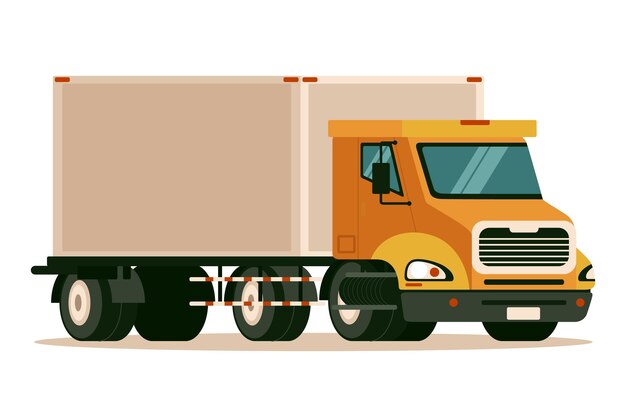 Entrega de caminhão de transporte de design plano
