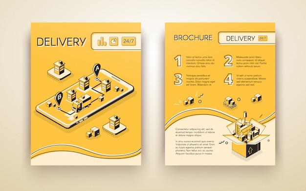 Entrega de negócios, brochura de publicidade de serviço móvel de inicialização logística