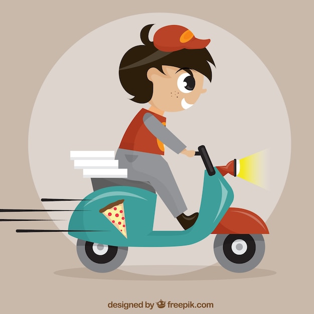 Entrega de pizza no scooter