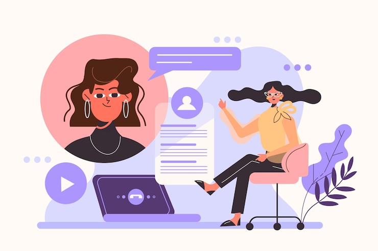 Vetor grátis entrevista de emprego online ilustrada