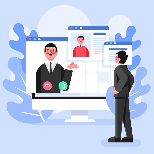 Entrevista online de funcionário e empregador