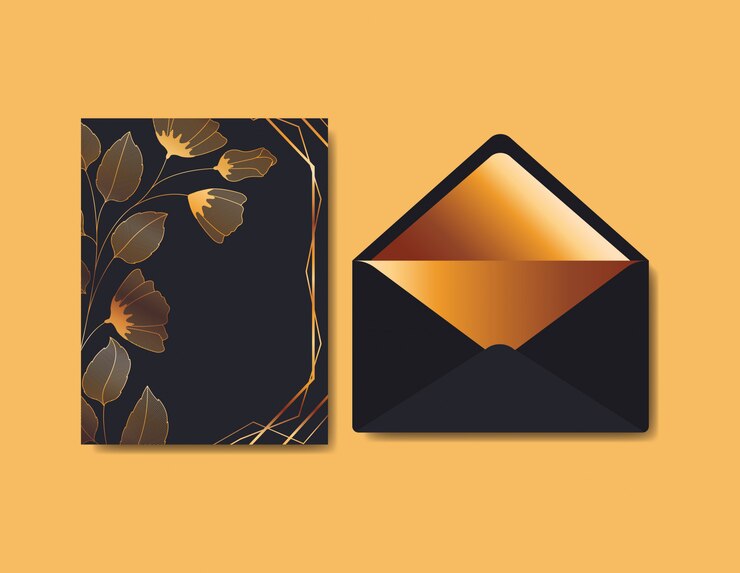 Vetor grátis envelope com convite e decoração floral