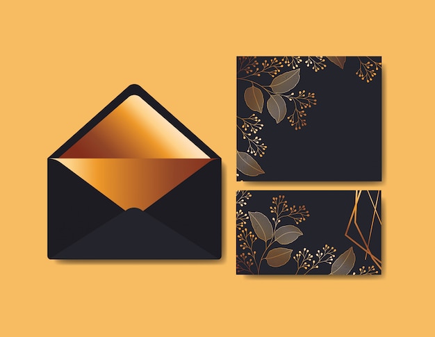 Vetor grátis envelope com convite e decoração floral