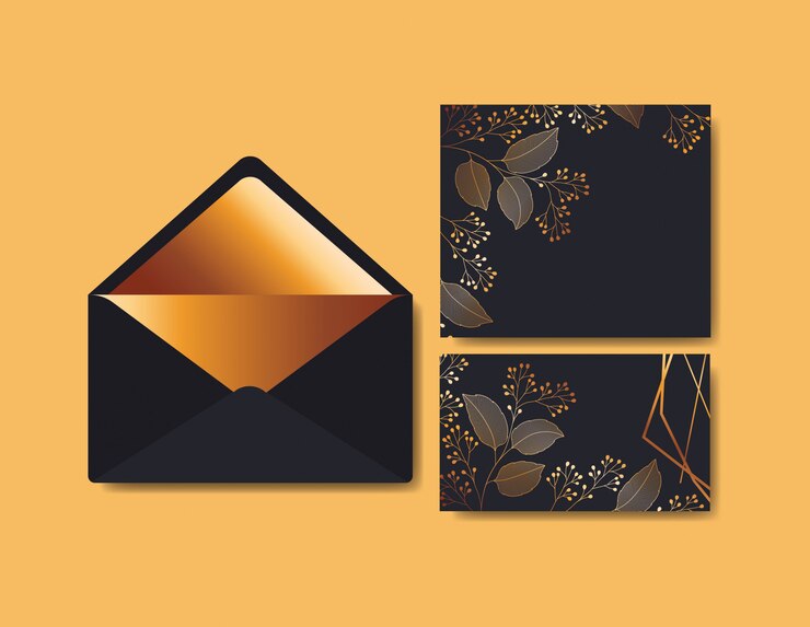 Vetor grátis envelope com convite e decoração floral