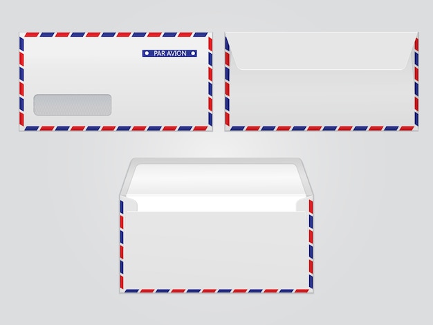Envelope do envelope do vetor por avion. Envelopes de papel em branco para o seu design. Modelo de envelopes vetoriais.