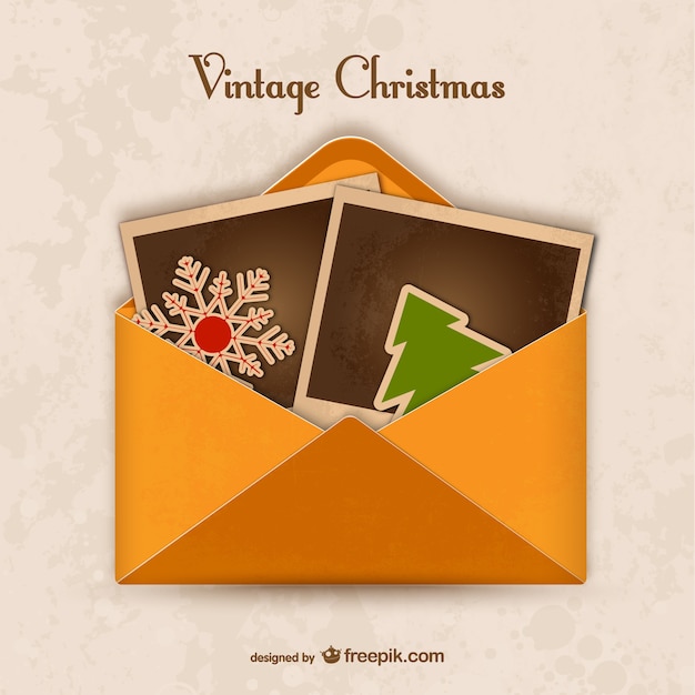 Vetor grátis envelope do vintage para o natal