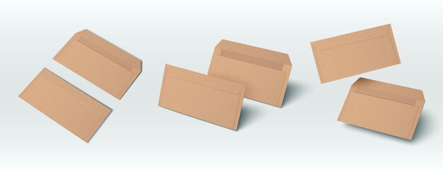 Envelopes rectangulares castanhos fechados e abertos