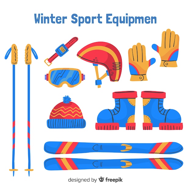 Equipamento de esporte de inverno plana