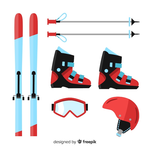 Equipamento de esporte de inverno plana