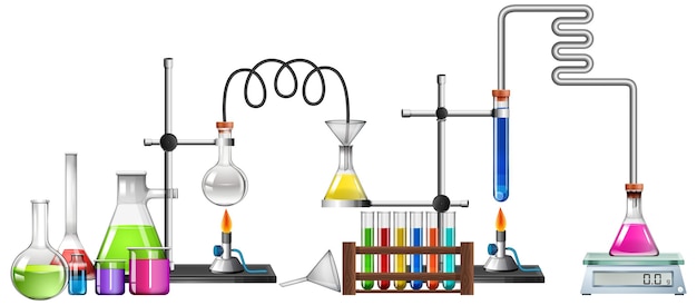 Equipamentos de ciência em fundo branco