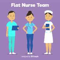 Vetor grátis equipe de enfermeira plana